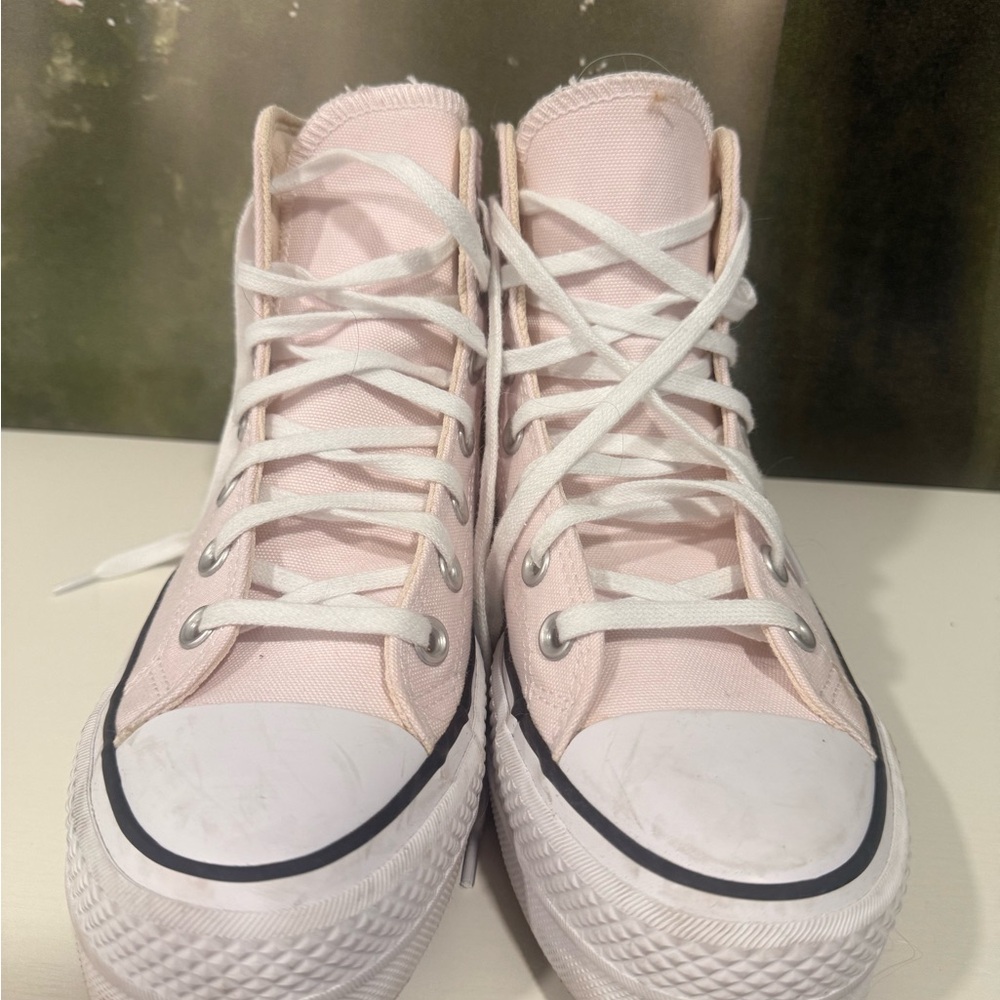 Converse Pink and White High-Top Sneakers